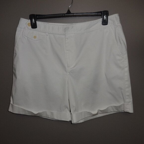 Lauren Ralph Lauren white cuffed shorts, size 16 hook & button band ,zip closure - Picture 7 of 9
